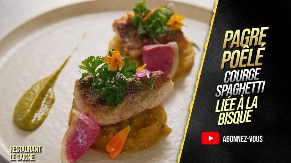 A feu doux : Le Gaigne #03 Pagre poêlé, courge spaghetti liée à la bisque