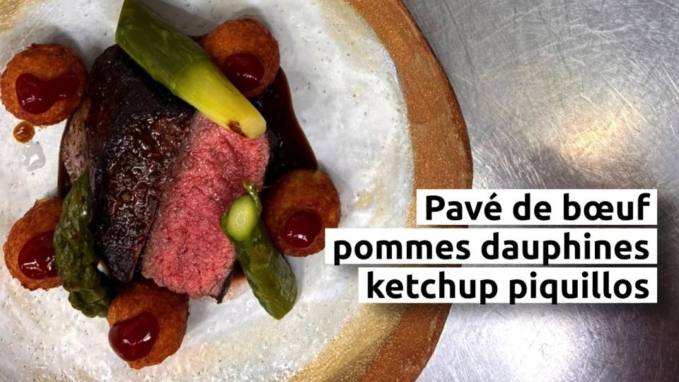 A feu doux : Aime #04 Pavé de bœuf, pommes dauphines, ketchup piquillos